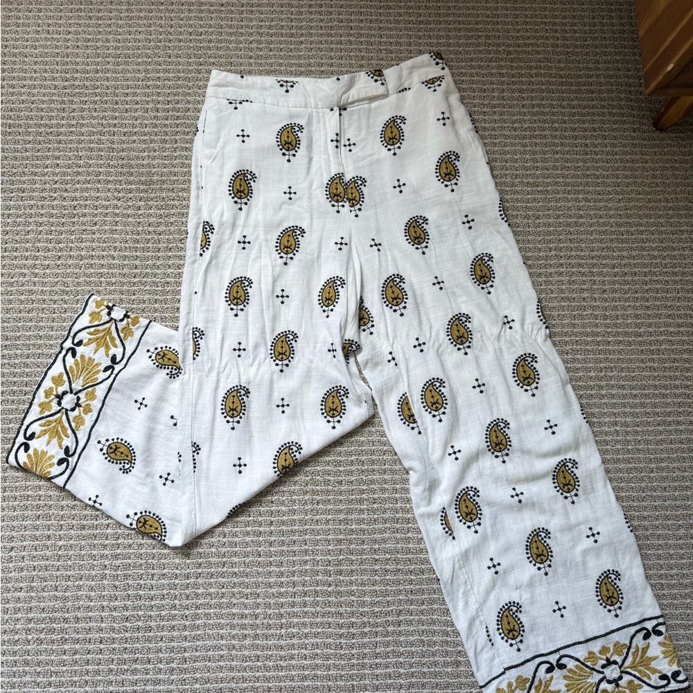 Zara Paisley Linen Trousers